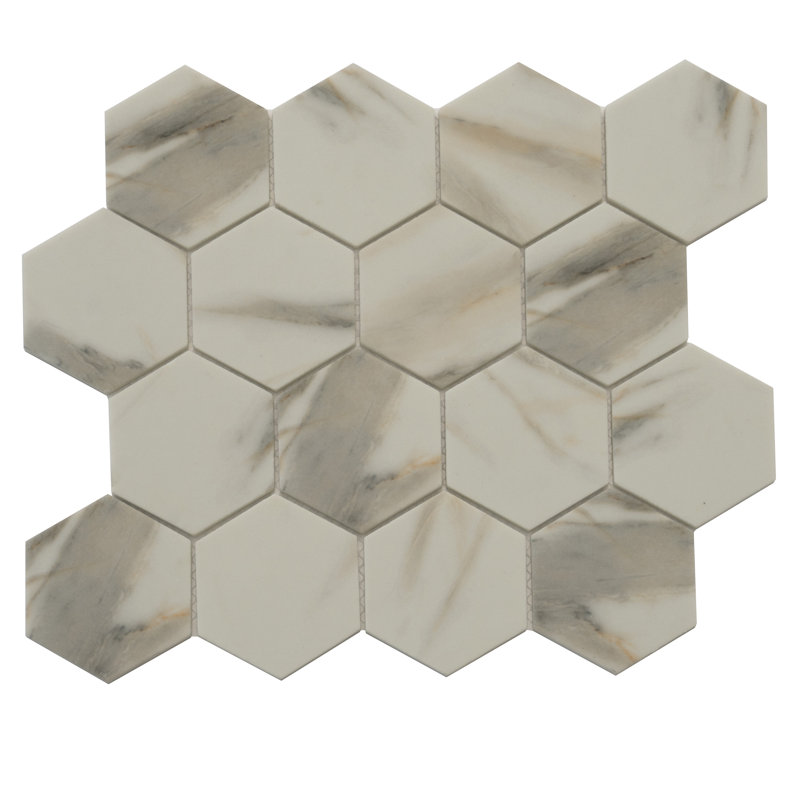 12" x 10" Glass Marble Look Mosaic Wall & Floor Tile
