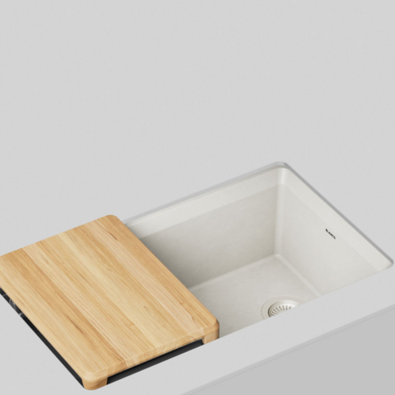 Inteos SILGRANIT 33" Single Bowl Reversible Undermount Workstation Kitchen Sink, Soft White