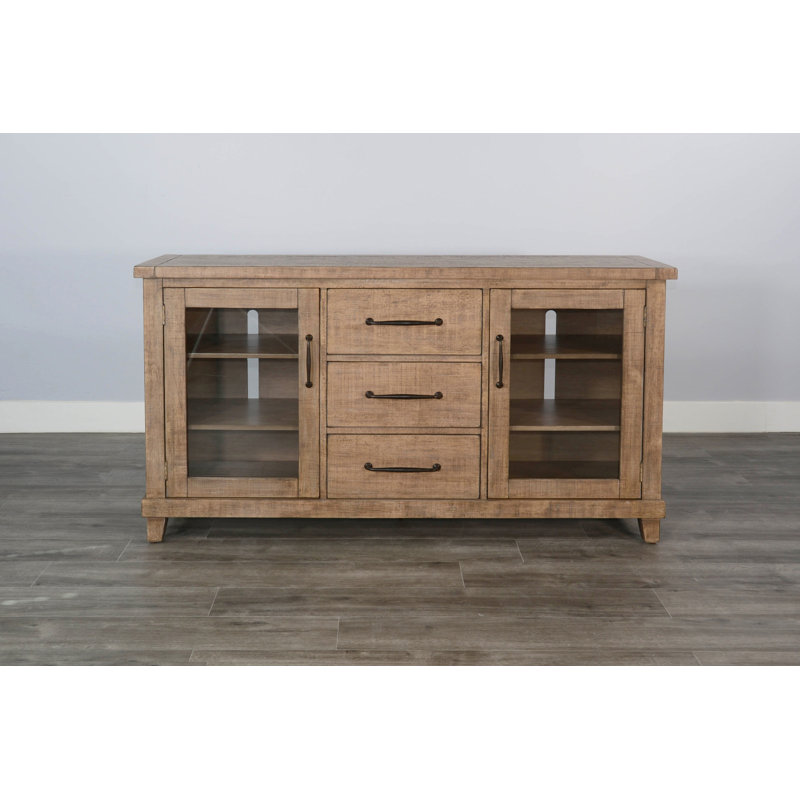 Anva Sideboard Buffet Console, 2 Doors, 3 Drawers, 65 Inch Brown Wood