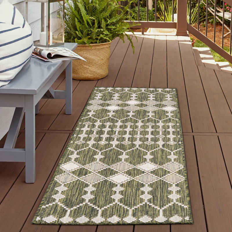 Outdoor Preen Area Rug Moss Color, Runner 2'11" x 10'
