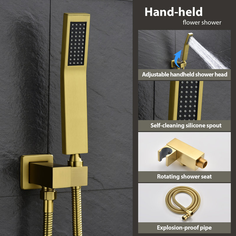 All-In-One Kit with Rough in-Valve, Brushed Gold