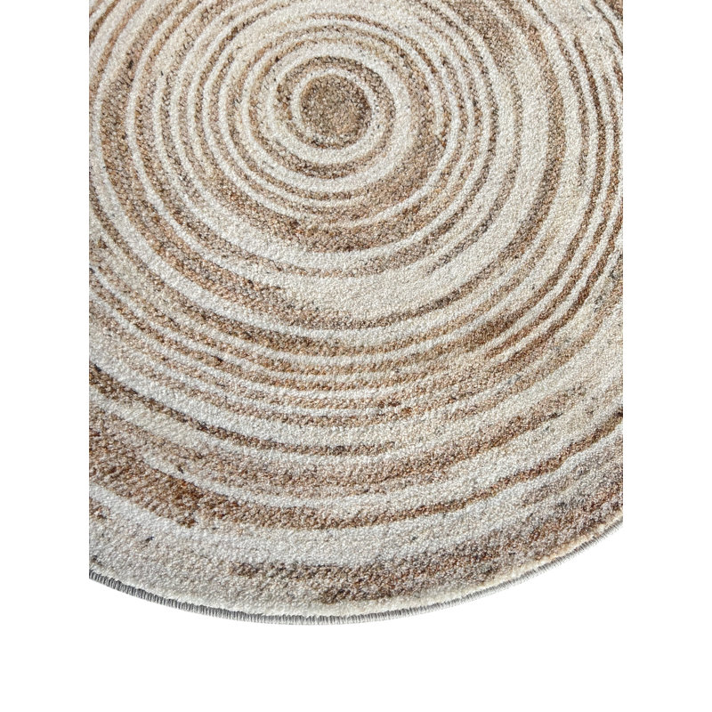 Hedon Machine Woven Beige Indoor Rug, Round 150cm