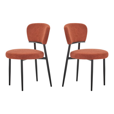 Orange Upholstered Dining Chair Pair For Room - Modern Design, Metal Legs, Soft Seat, 22.85 X 23 32 Size, Assembly Needed Of 2 Practical And Contemporary Legs Durability, , 22.5 Wide, Deep, High,