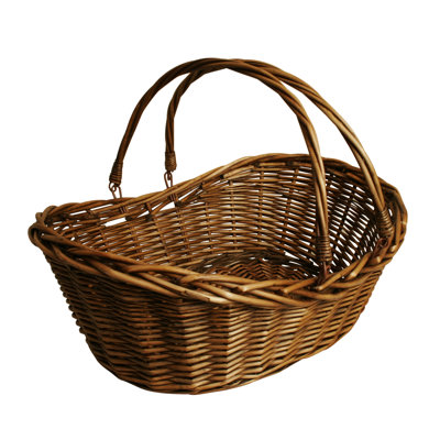 Decorative Storage Willow Basket (2) with Collapsible Handles