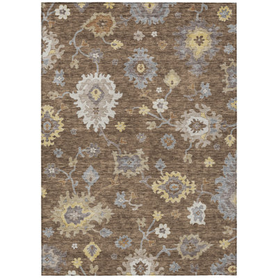 Washable Damask Indoor / Outdoor Rug