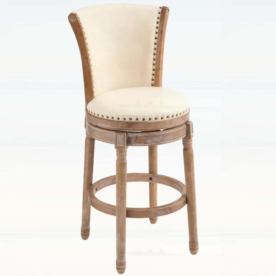 Tabourets de bar confortables en cuir avec plateau pivotant à 360 degrés, parfaits pour la cuisine et la salle à manger, beige