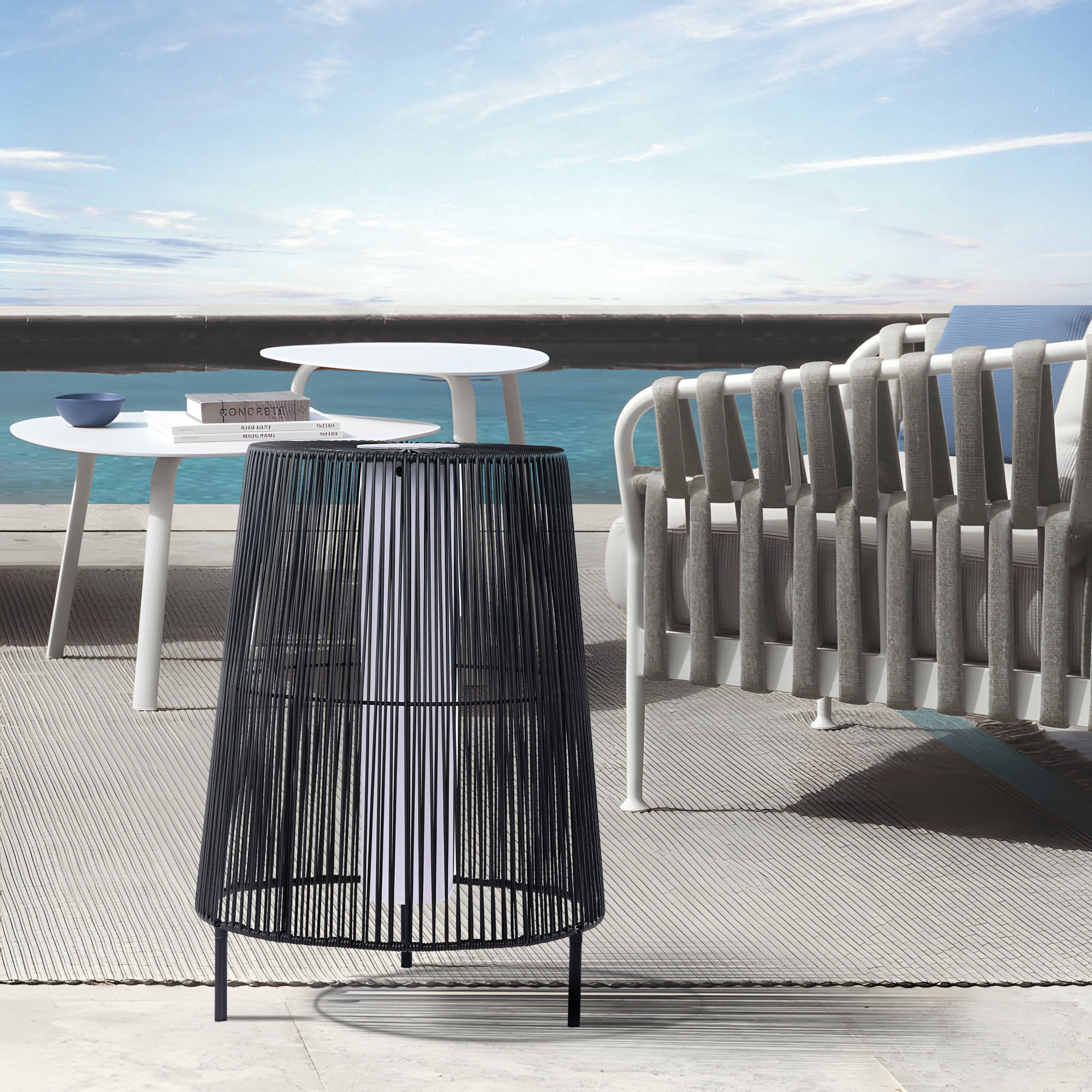 Freida Solar Powered Floor Lamp, Black