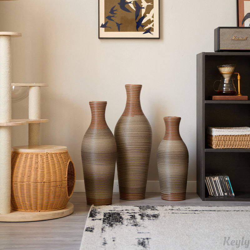 Ensemble de 3 vases de plancher Classic and Neat, Brun / Gris