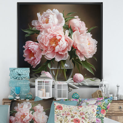 Pink Peonies Bouquet Still Life II - Peonies Canvas Print