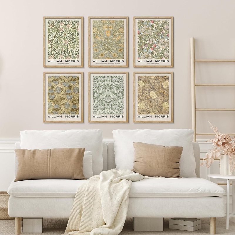 SIGNLEADER Poster William Morris Botanical Floral Framed 6 Pieces Print ...
