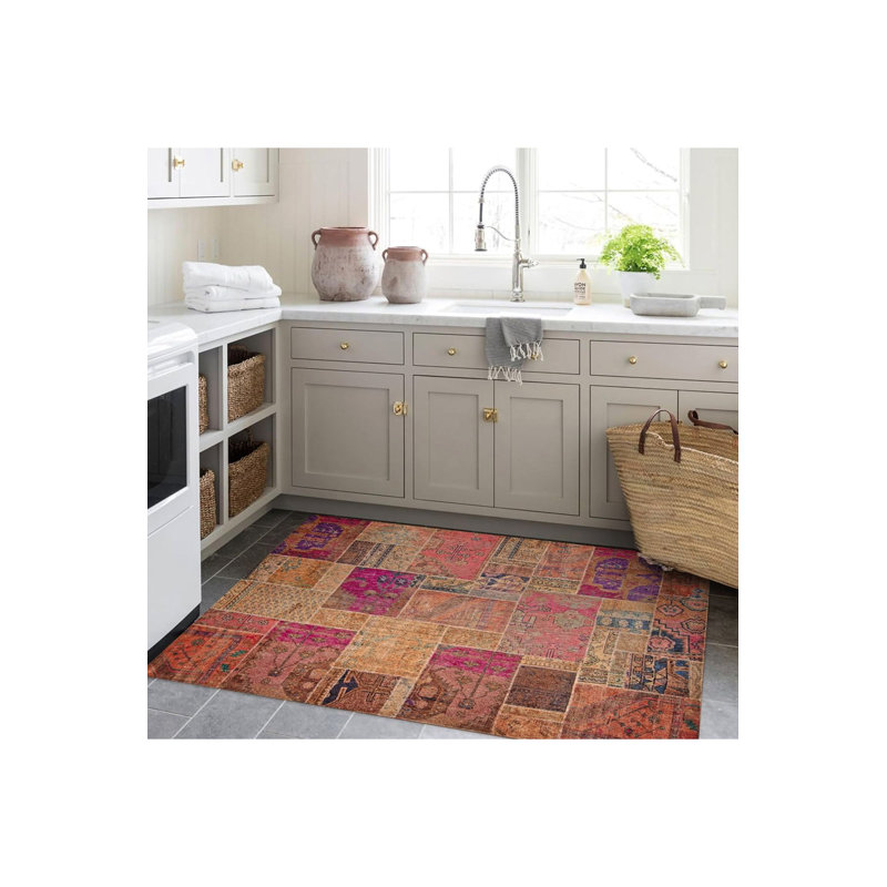 Tapis décoratif lavable à la machine Patchwork Look, Tapis de couloir 3 pi 3 po x 6 pi 7 po