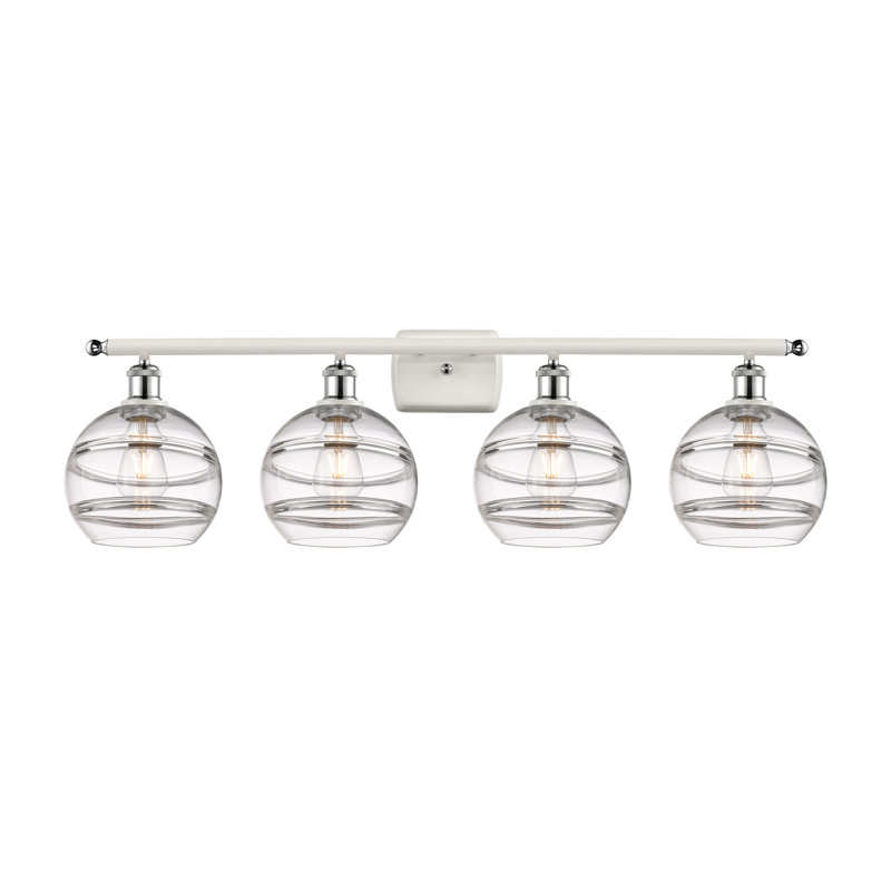 Éclairage pour meuble-lavabo à 4 lumières à intensité variable Chartoff, Transparent, Chrome poli blanc