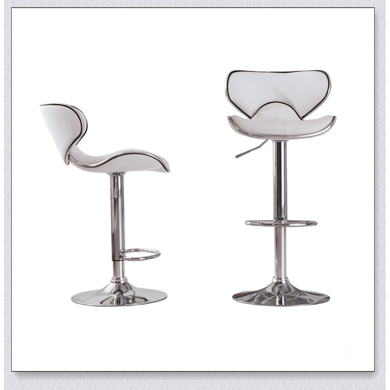 Ensemble de 2 tabourets pivotants réglables Masaccio avec base chromée Airlift, Blanc