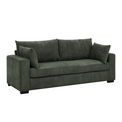 Velours côtelé avec coussins de dossier rembourrés, tissu texturé doux et cadre pour décoration côtière