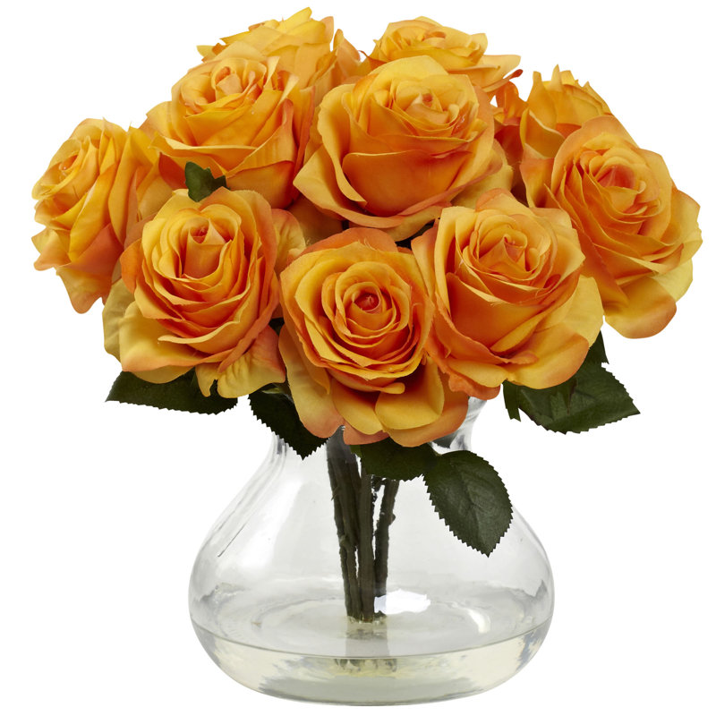 Centre de table Roses dans un vase, Orange