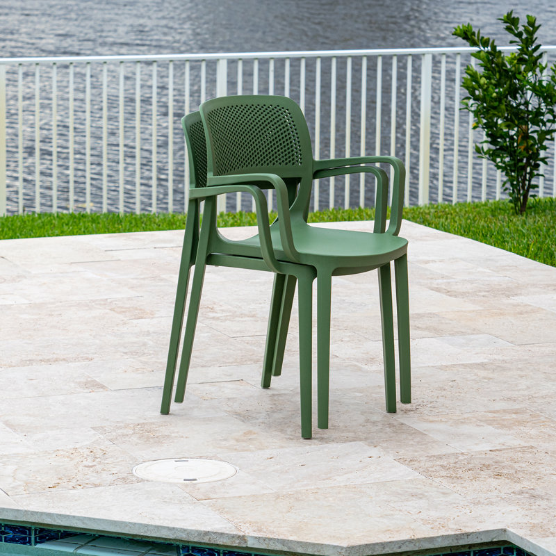 Fauteuil de terrasse empilable, Vert
