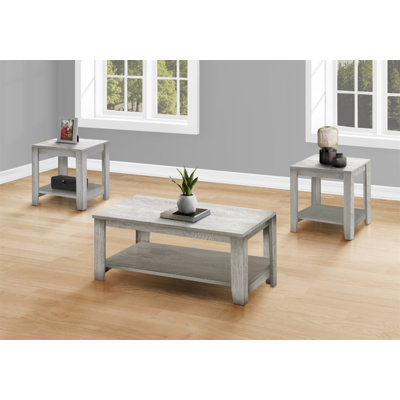 Table Set, 3Pcs Set, Coffee, End, Side, Accent, Living Room, Grey Laminate, Transitional