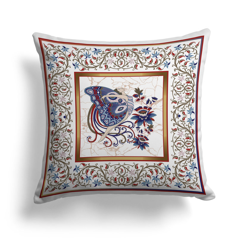 Harmony Haven  Square Throw Pillow, 16"H x 16"W, Blue/Pink