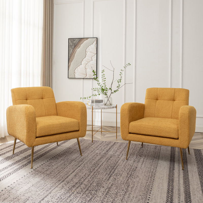 Fauteuil capitonné de 29 po de largeur Alixon, Boucle jaune