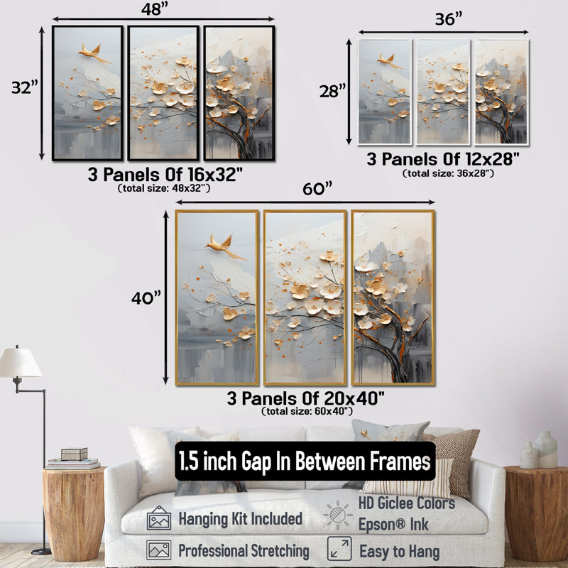 Ensemble de décorations murales formes abstraites japonaises au Japon et beige, H 28 po x l 36 po x P 1 po