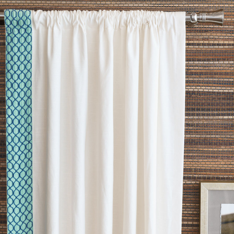 Malia 100% Cotton Semi Sheer Curtain Single Panel, 96" W x 84" L, Right