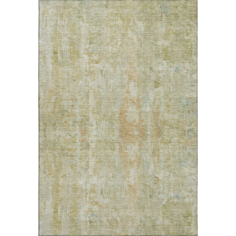 Premium Machine Washable Mayfield AMF2310 Abstract Rug, Celery, 10' x 14'