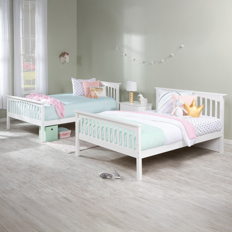  Flinn Solid Wood Bunk Bed, Full over Full, White