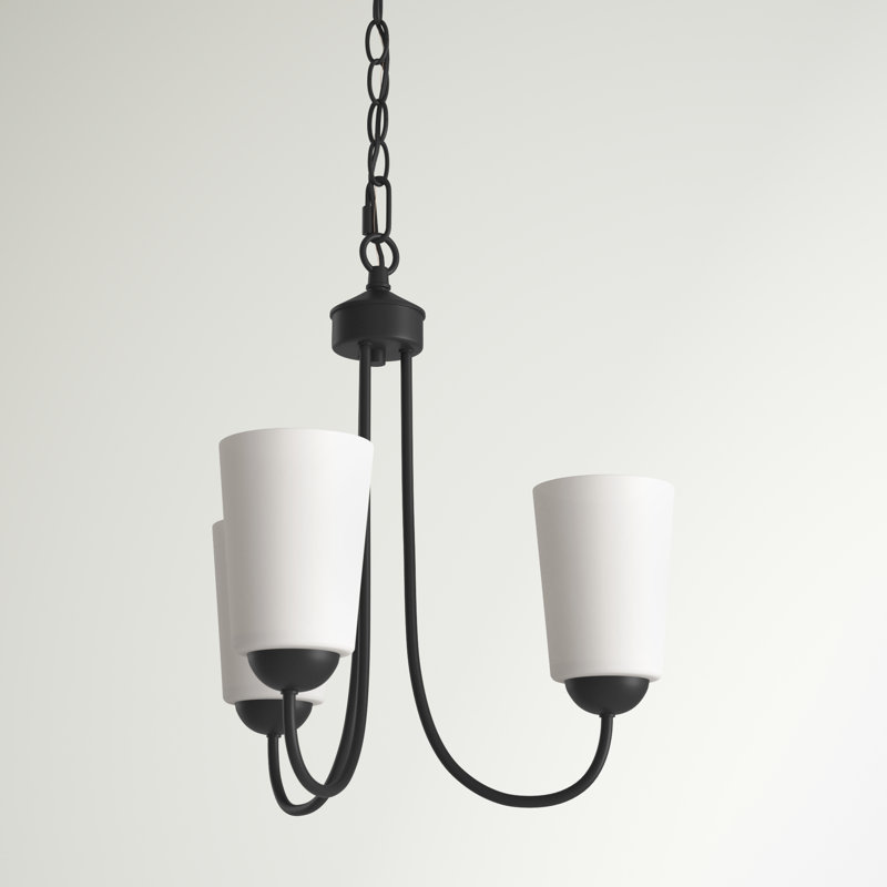 3 - Light Dimmable Classic / Traditional Chandelier, Matte Black