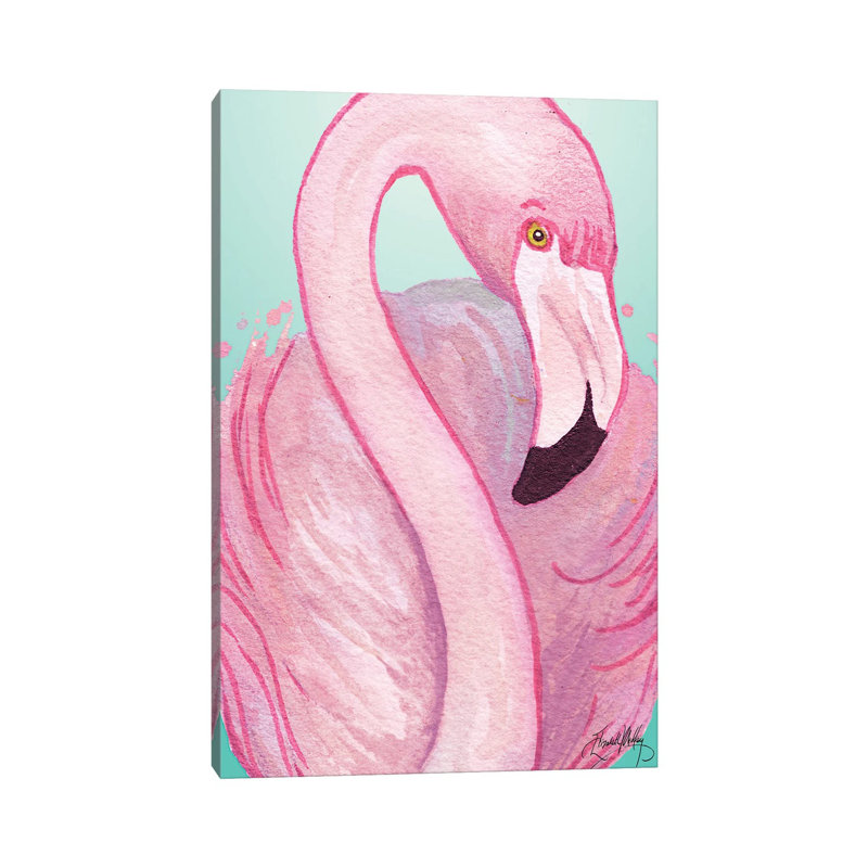 Flamant rose par Elizabeth Medley - Estampe numérique sur toile tendue avec châssis, H 18 po x l 12 po x 1,5 po