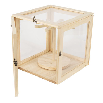 Rotating Display Case for Hanging Dolls, Suspended Doll Showcase with Turntable