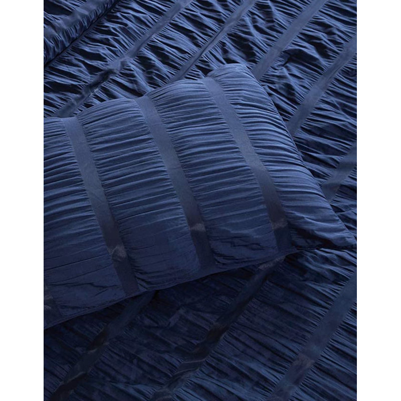 Ertan Microfiber Comforter Set, Twin Comforter + 1 Standard Shams, Navy Blue