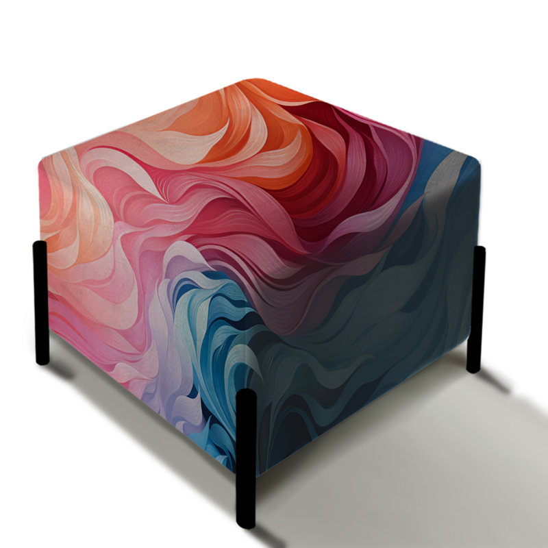 Infusion de tourbillons roses et bleus électriques - repose-pieds carré abstrait