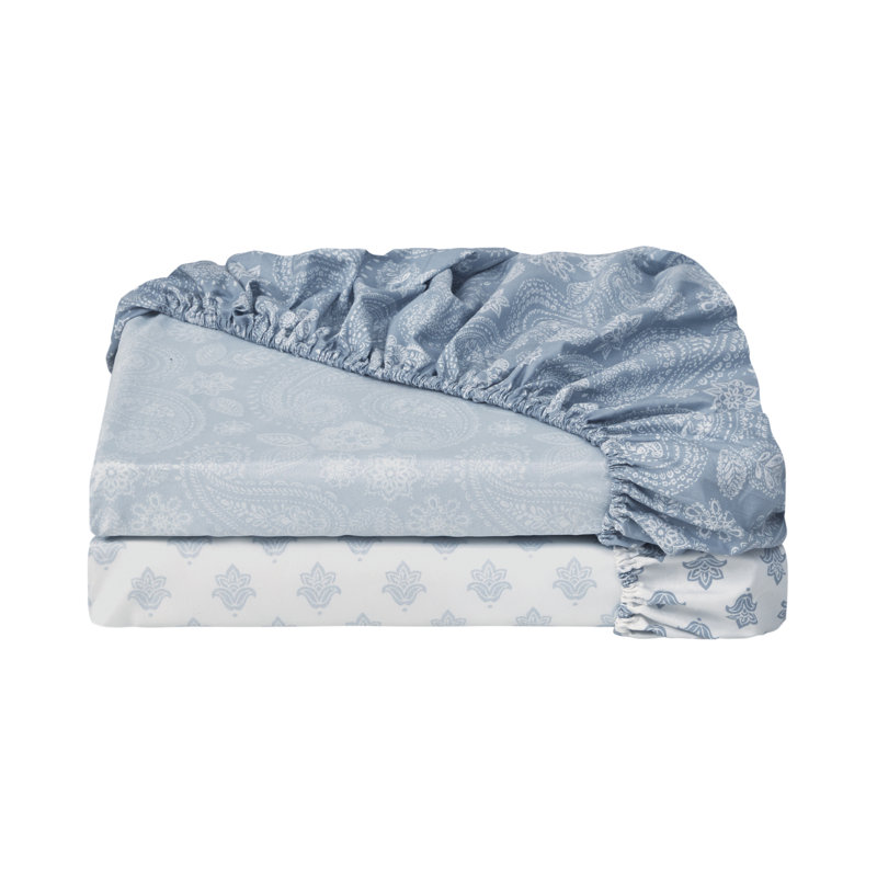 Ensemble de draps à motif cachemire bleu, Ensemble de draps pour taille de lit très grand a