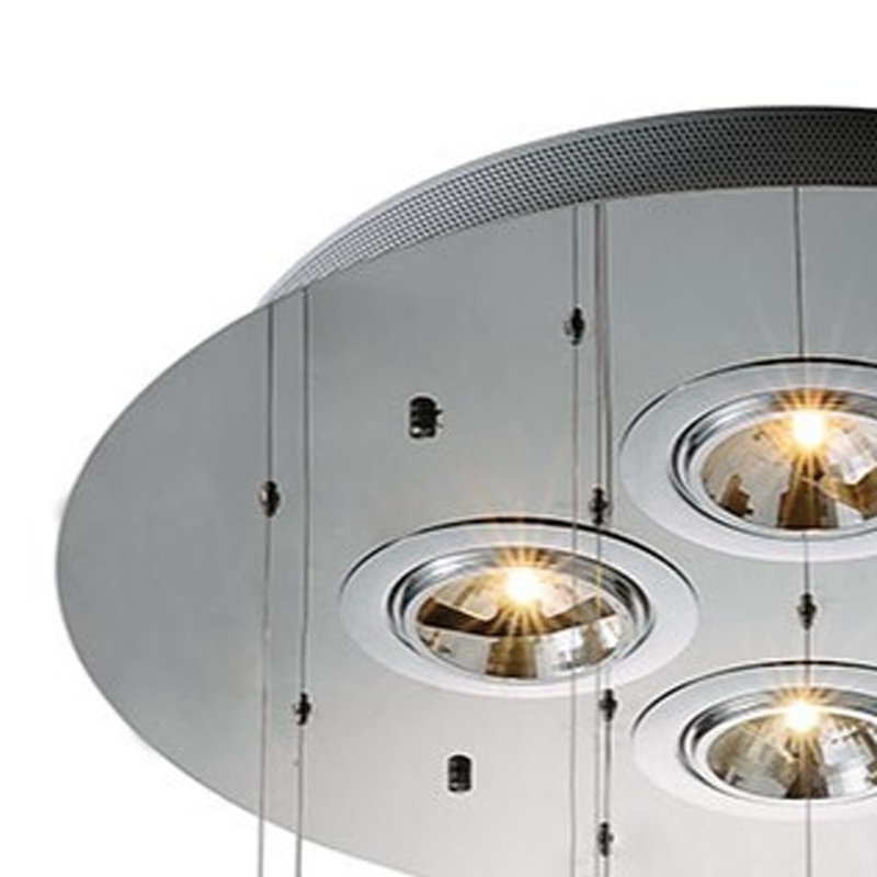 Plafonnier à quatre lumières en métal et verre Quon, Cristal