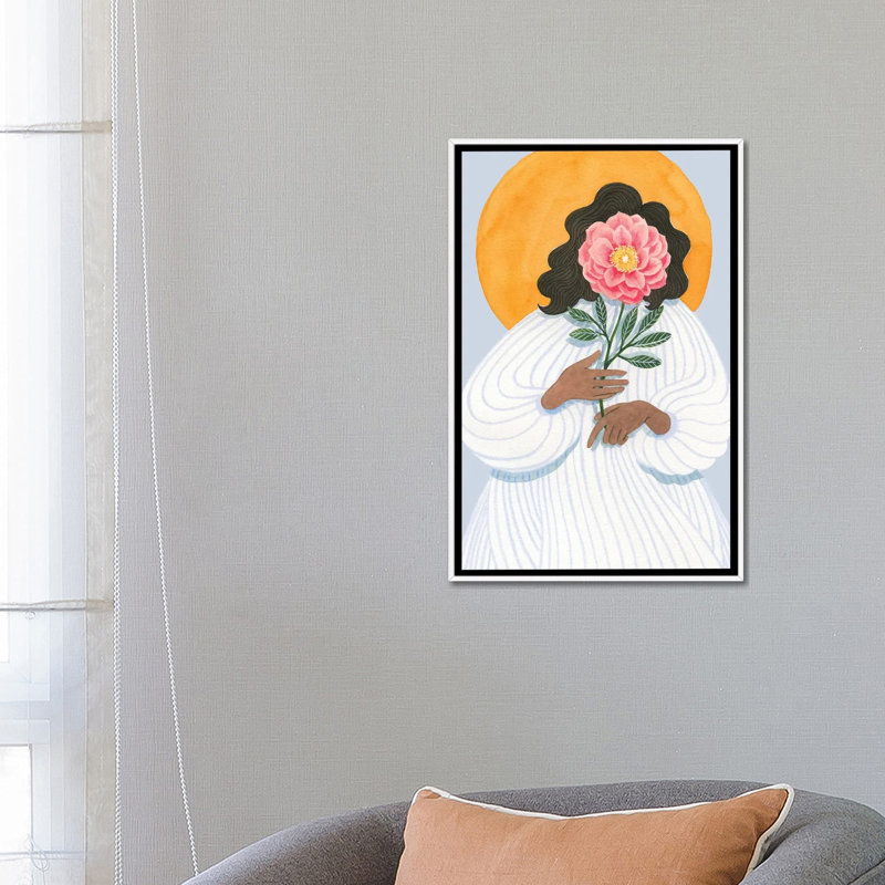 «She is Me I», reproduction d'art sur toile encadrée, H 26 po x l 18 po, Toile à cadre flottant sans passe-partout, Blanc