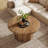 Round Elegant Coffee Table for Living Room, 31.5" Circle Center Table with Fluted Drum Base