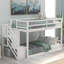 Lit superposé simple au-dessus d'un lit simple, échelle avec rangement, blanc-2113238108
