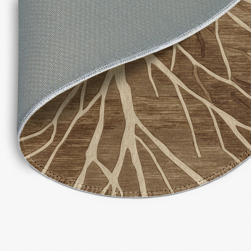 Tapis d'intérieur et d'extérieur brun Nature, Rond 5 pi