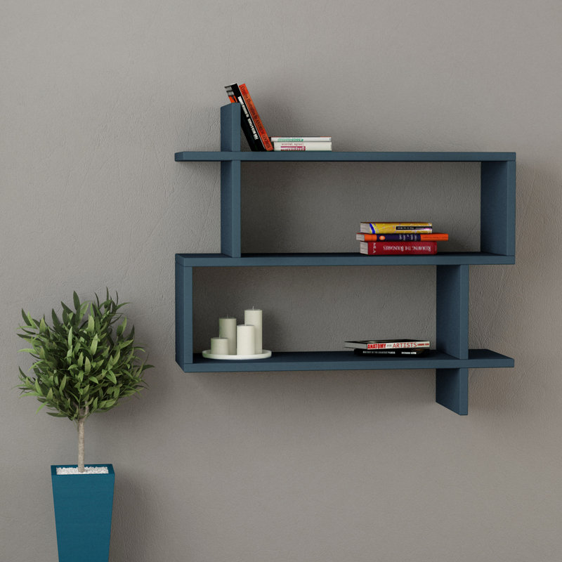 Modern Wall Shelf, 27.6 x 25.8 x 8.7 inches | 100% Melamine Coated Particle Board, Thickness: 0.7 inches | Numerous Shelves, Wall-Mountable Design | Perfect for Scandinavian Home Decor, Stylish and Functional Storage Solution