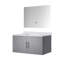 Meuble-lavabo de salle de bain gris foncé avec surface en quartz et Miroir - Espace de rangement intérieur spacieux-1552794700