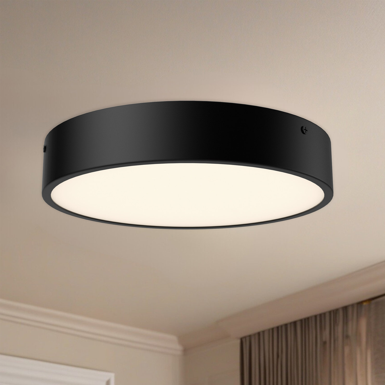 Orland Single Light Steel LED Flush Mount, 2" H x 11.13" W x 11.13" D, Matte Black