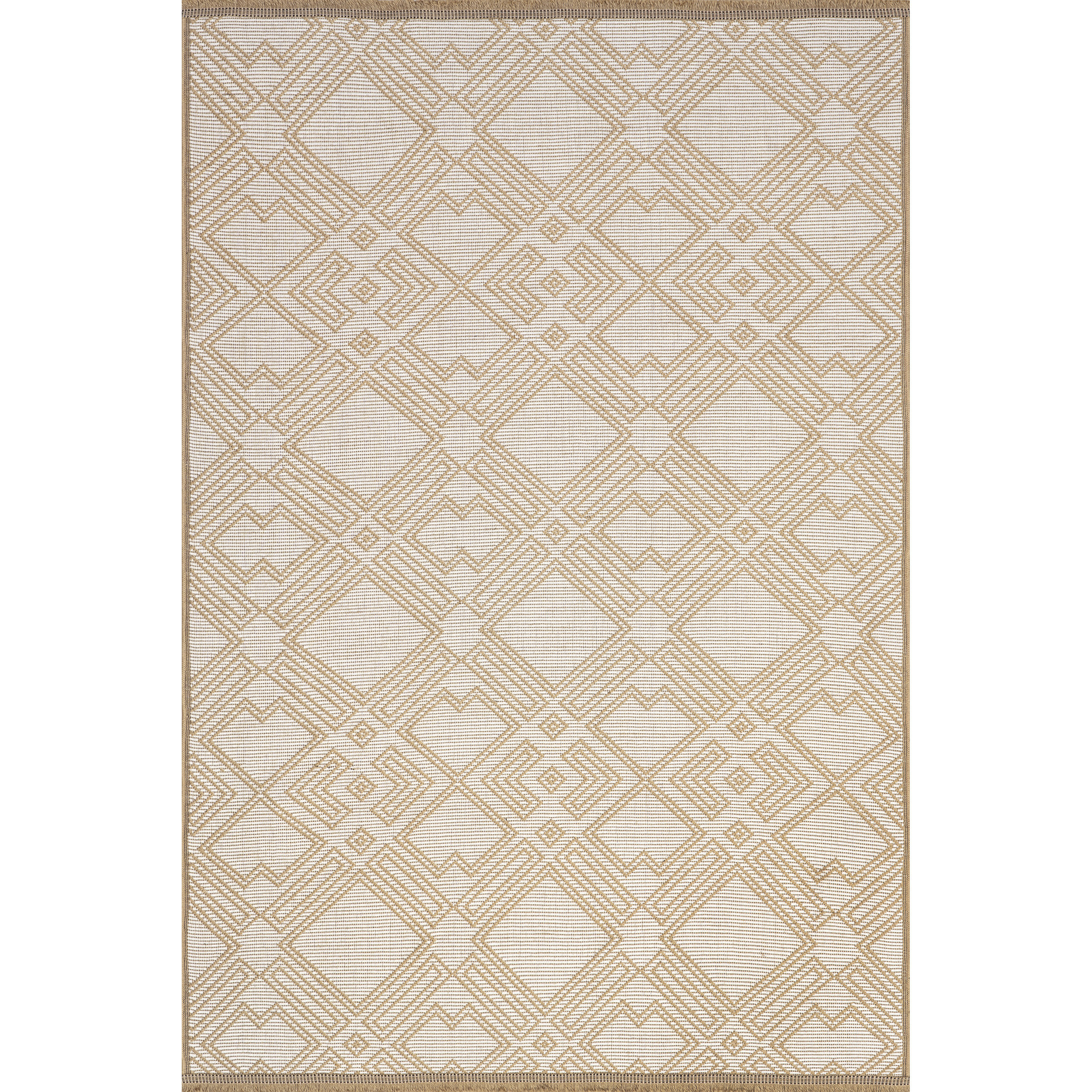 Union Rustic Geometric Trellis Jute Fringe Area Rug | Wayfair