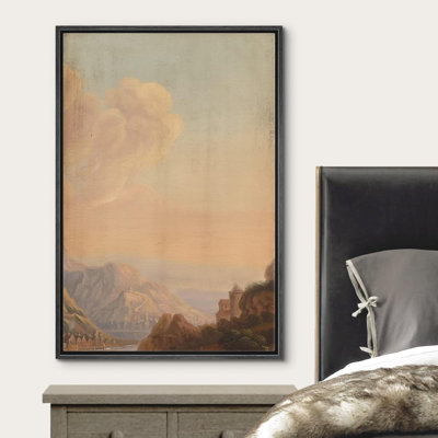 Nuage pastel au coucher du soleil, horizon, montagne, paysage naturel, art moderne, décor minimaliste, rustique