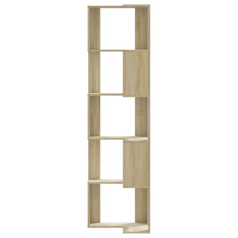 Corner Bookcase 5-Tier 50X50 Cm Engineered Wood, Sonoma Oak, (5 Shelves) 179cm H x 50cm W x 50cm D