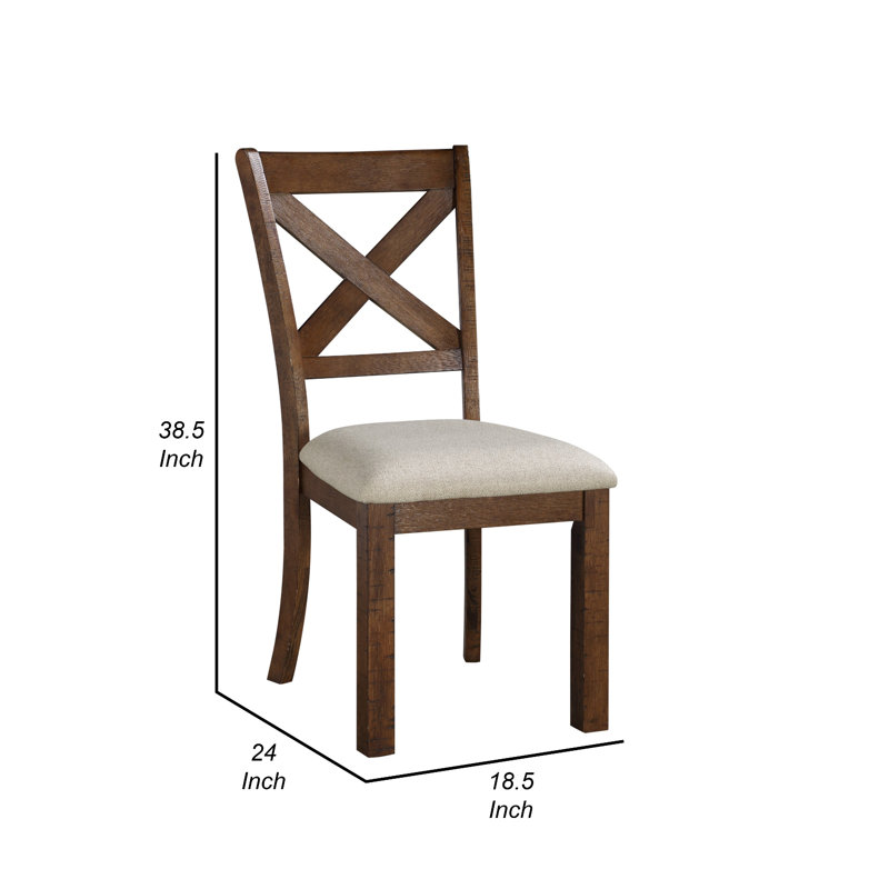 Ensemble de 2 chaises d'appoint de salle à manger Alex, siège en polyester beige, dossier en bois croisé