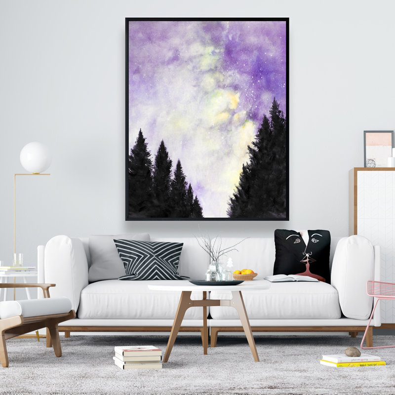 "Mauve ciel étoilé", art sur toile encadré