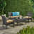 4 Pc Chat - Brown Pe Outdoor Delight. Comprising , 2 Chairs, And Table. With Iron. Tan Cushion Covers. Assembly Required. Dimensions: 27.03D X 44.77W 31.11H In, Chairs 22.50W Table 18.25D 31.11W-35517480