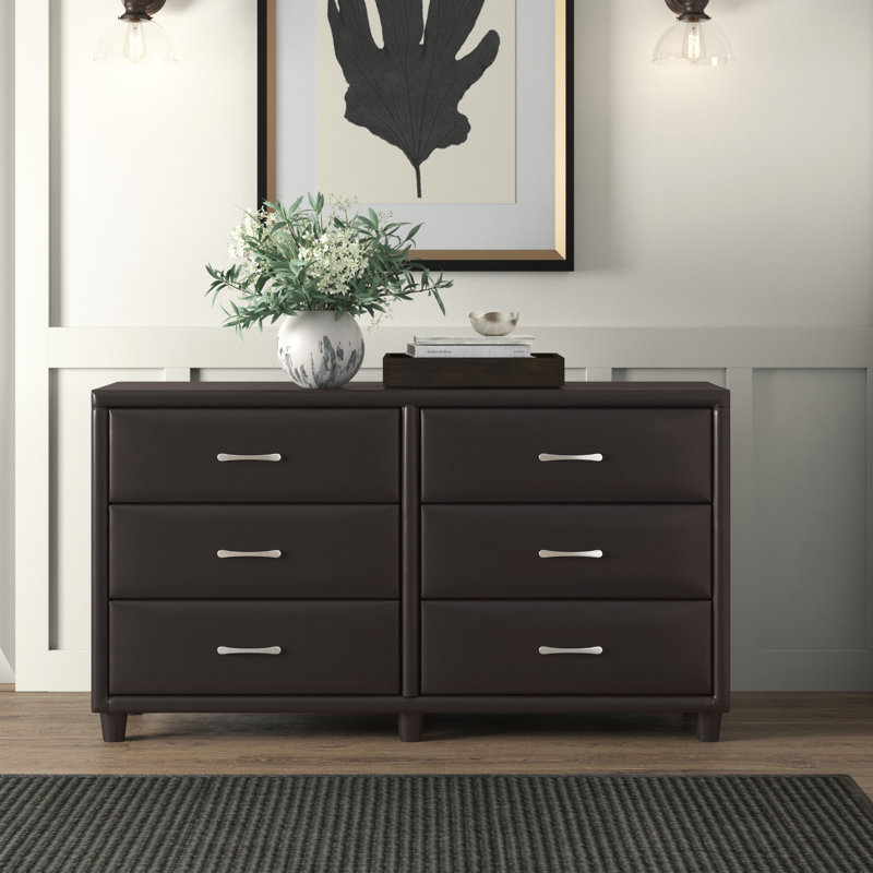 Gribble 56.5'' W 6 - Drawer Dresser, Dark Brown