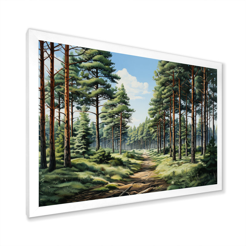 Pin «Whispering Pines I» - Art mural pin, H 34 po x l 44 po x P 1,5 po, Cadre simple blanc
