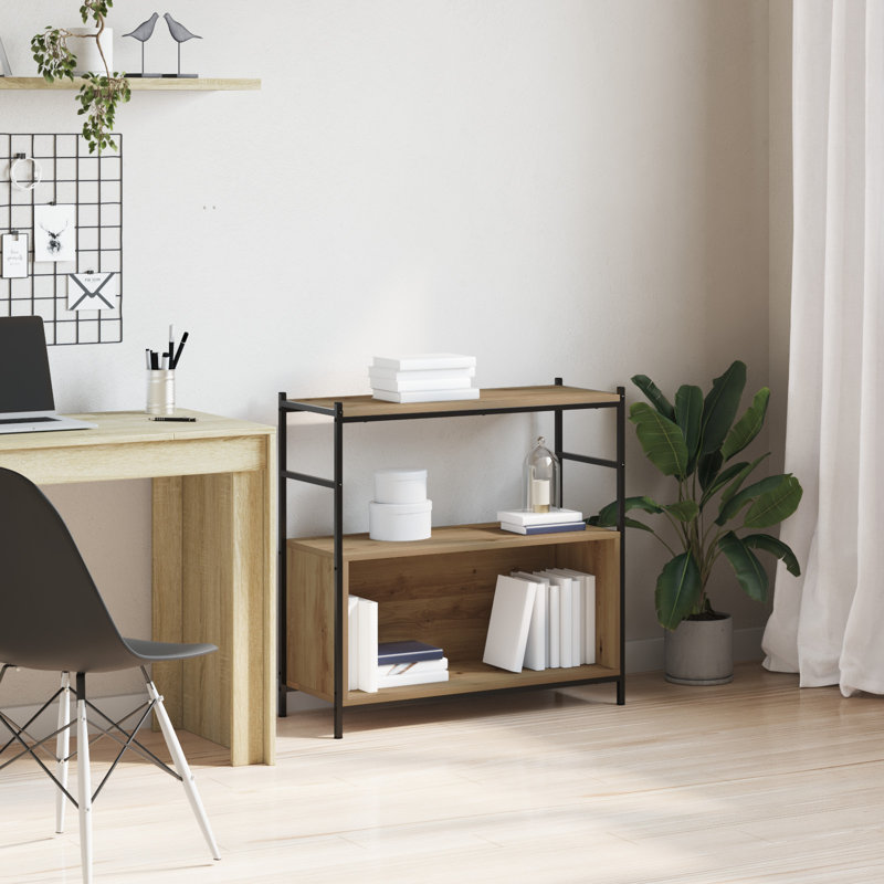 Bookshelf Engineered Wood, Metal Medium Bookshelves, Artisan Oak